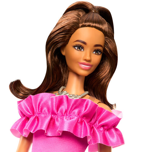 Barbie Fashionista Ruffled Pink Dress doll