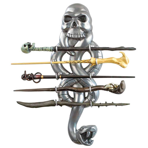 NAME CLIP STAND HARRY POTTER DEATH EATER OFFICIAL REPLICA SKULL SERPENT WAND