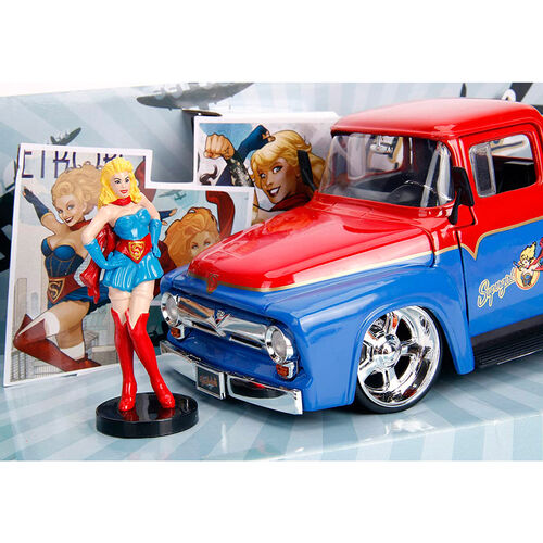 DC Comics Supergirl Ford F-100 Pickup 1956 metal car + figure set