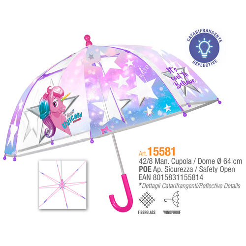 Paraguas manual transparente Unicorn 42cm