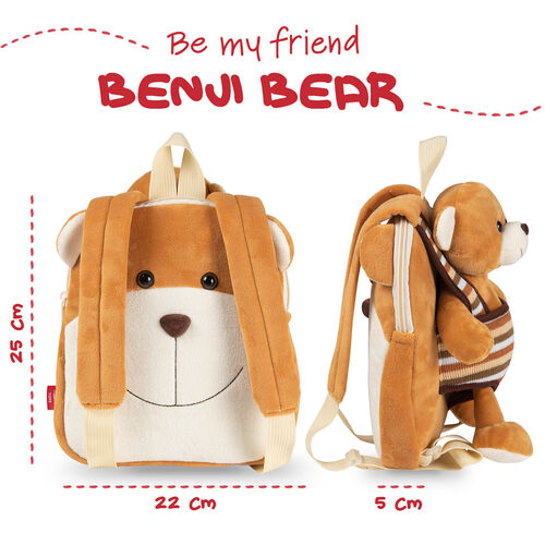 Benji Bear reversible backpack with plush toy 25cm