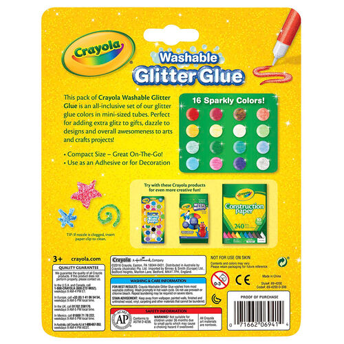 Crayola 16 Mini Washable Glitter Glue