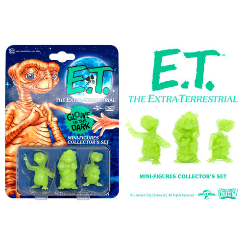 Blister 3 minifiguras E.T. El Extraterrestre Collector Set Glowing Edition 5cm