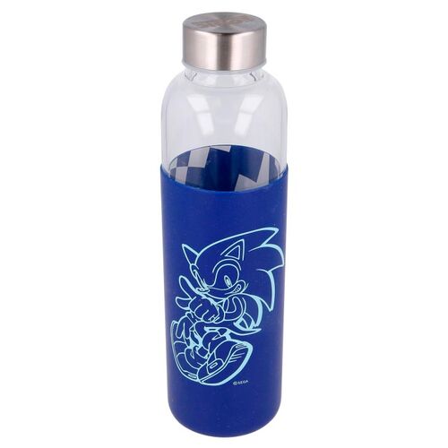 Botella cristal Sonic The Hedgehog funda silicona 585ml
