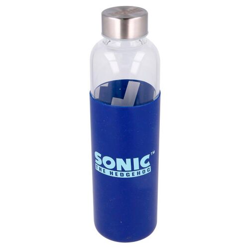 Botella cristal Sonic The Hedgehog funda silicona 585ml
