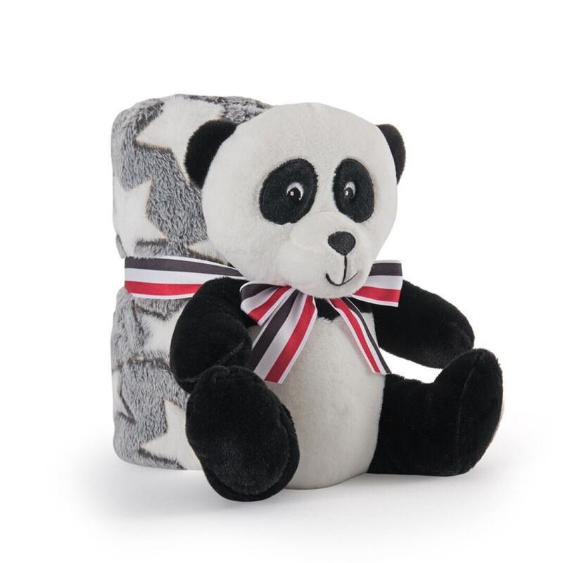 Peluche + Manta suave Oso Panda 22cm