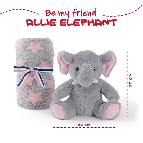 Peluche + Manta suave Elefante Allie 22cm