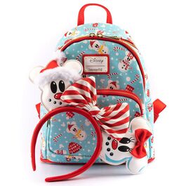 Loungefly Disney Snowman Mickey Minnie backpack + headband set 26cm