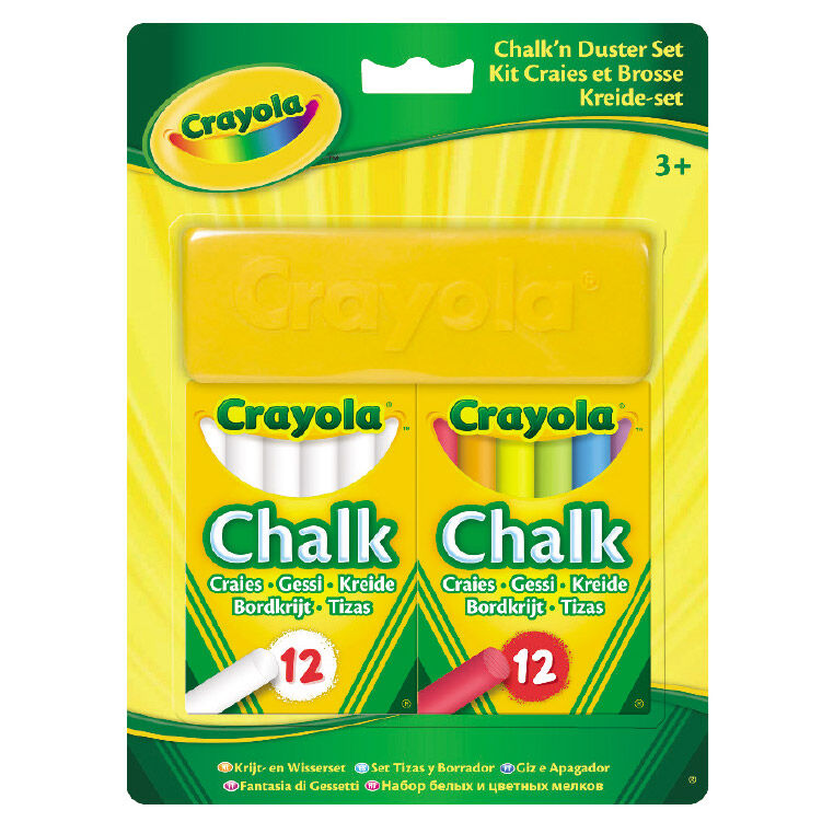 Cra-Z-Art Chalk & Eraser Set #24 Chalk Sticks 12 Colored + 12 White Chalk 
