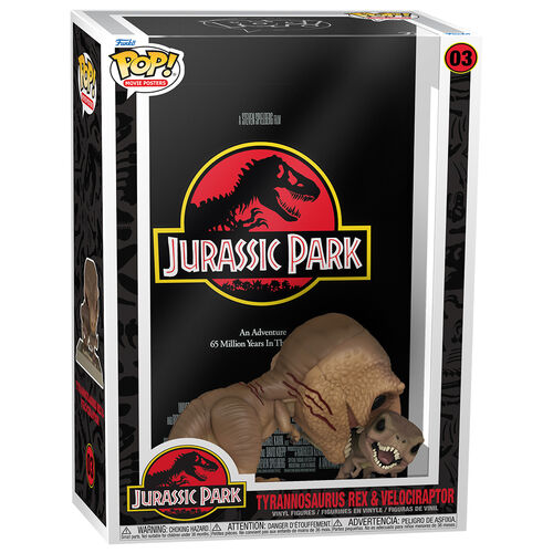 POP figure Movie Poster Jurassic Park Tyrannosaurus Rex and Velociraptor