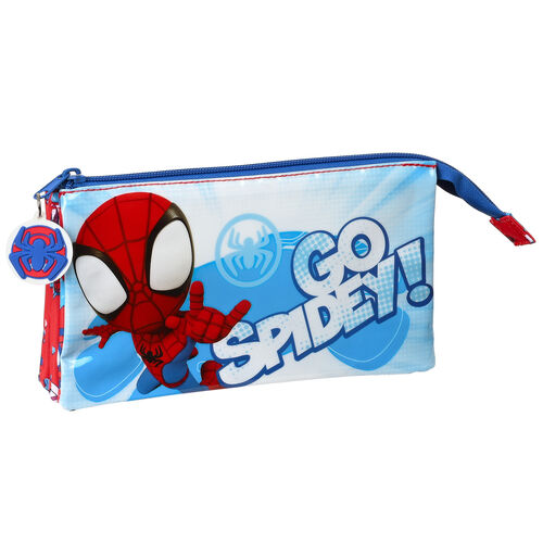 *NEW*Spiderman 3 tier triple pencil case Original Marvel Production 