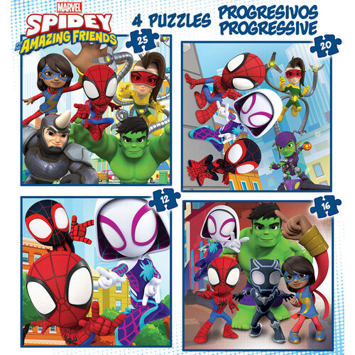 Puzzle Spidey Amazing Friends Marvel 12-16-20-25pzs