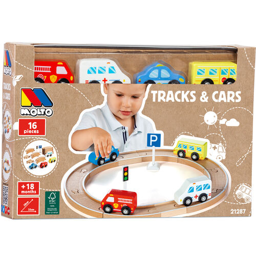 Car and Truck Circuit 16 pcs wooden