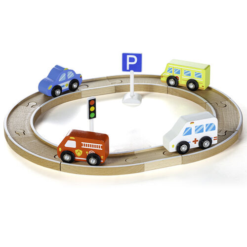 Car and Truck Circuit 16 pcs wooden