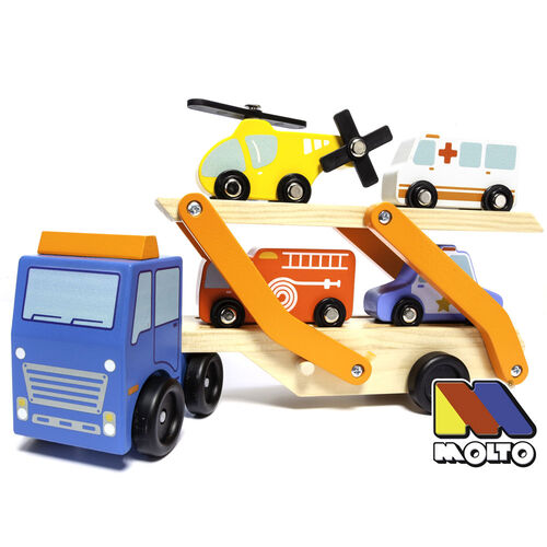 Emergency truck with vehicles wooden