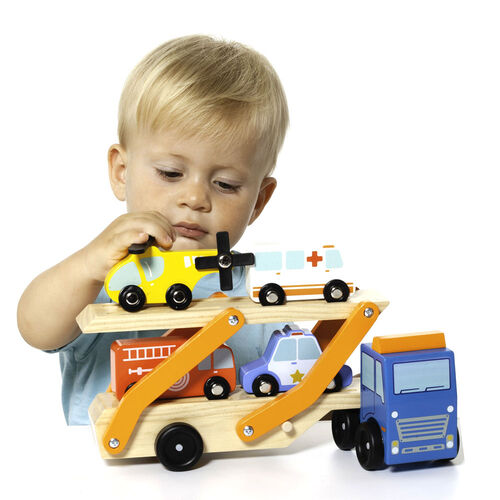 Emergency truck with vehicles wooden
