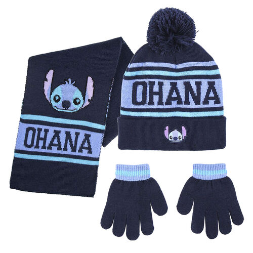 Conjunto Infantil gorro guantes bufanda Stitch Disney