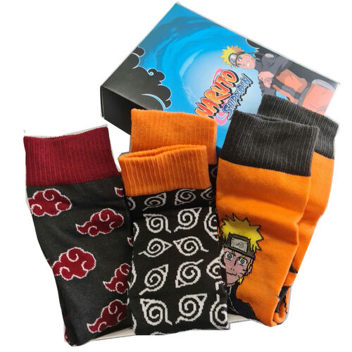 Set 3 calcetines Naruto Shippuden adulto surtido
