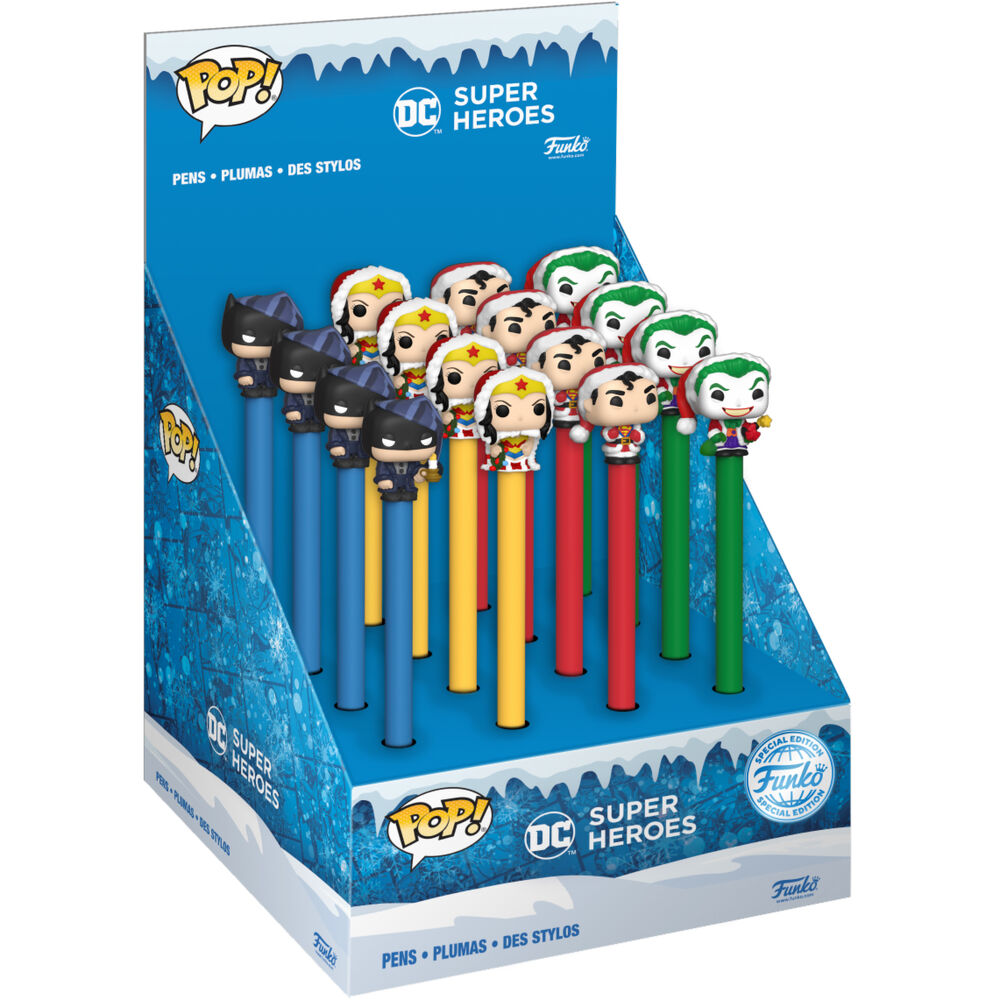 DC Comics Holiday Super Heroes display 16 pens