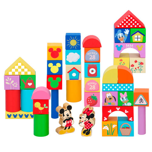 Disney Mickey and Minnie 40 wooden blocks tin