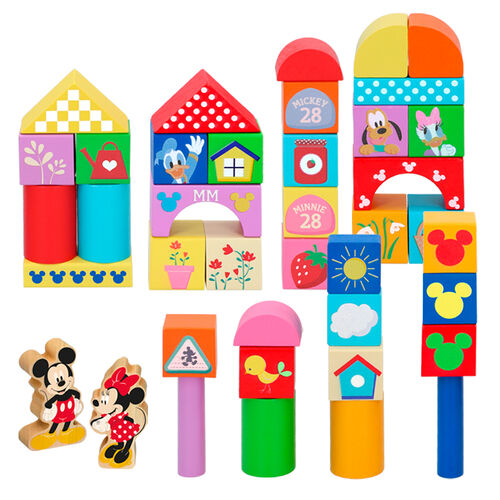 Disney Mickey and Minnie 40 wooden blocks tin