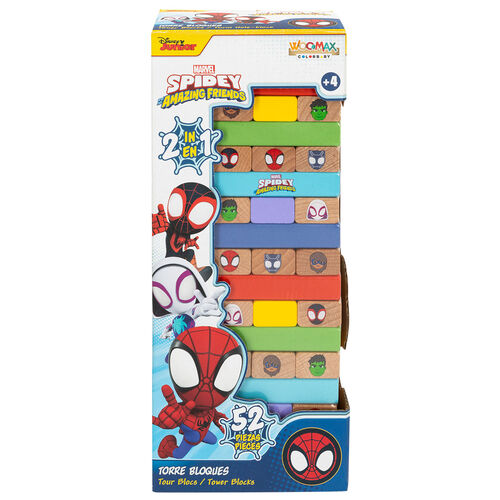Marvel Spidey blocks tower + domino wooden set