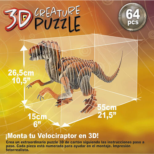Puzzle 3D Velociraptor 64pzs