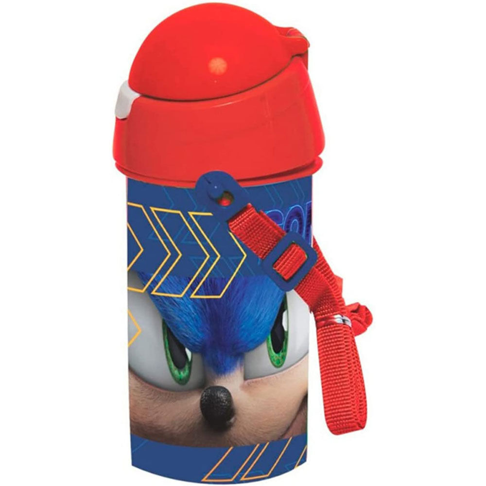 Sonic the Hedgehog Aluminium Drinks Bottle 500ml Blue Red Cap