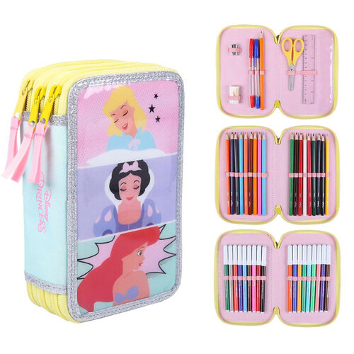 Disney Princesas triple pencil case