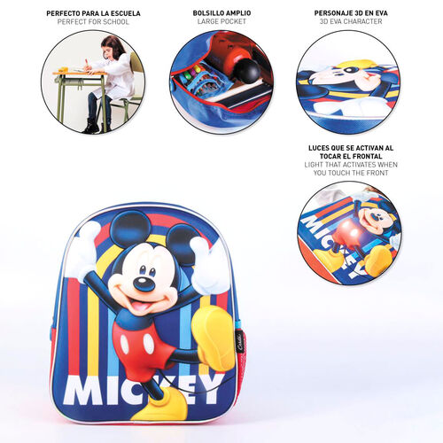 Mochila 3D luces Mickey Disney 31cm