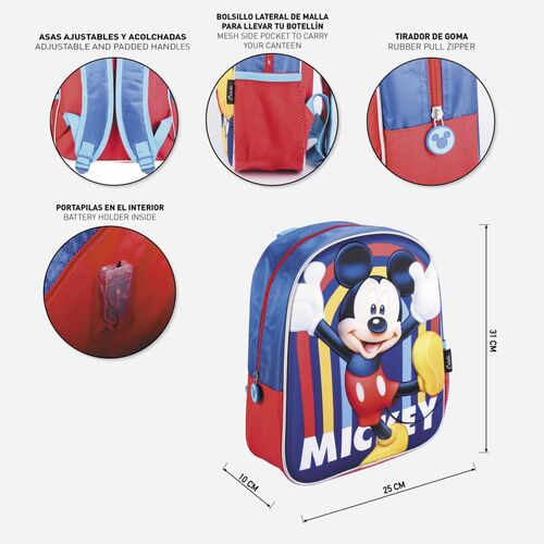 Mochila 3D luces Mickey Disney 31cm