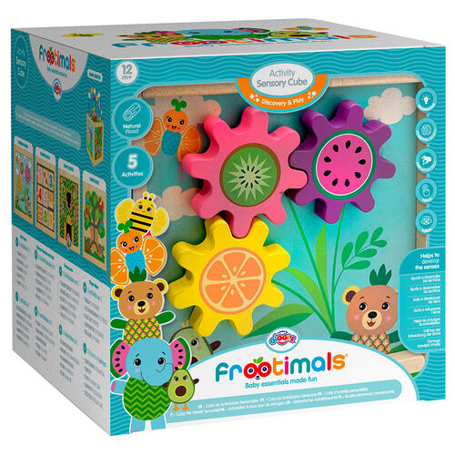 Frootimals wooden activity sensory cube