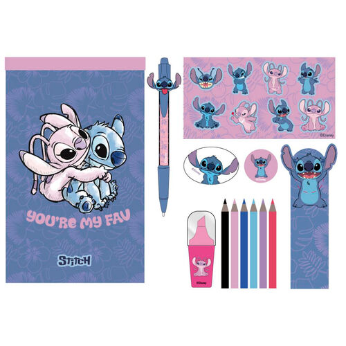 Maxi set con diario, colori, stickers e accessori Cm. 40x38 – Stitch -  Dimensionegift