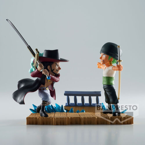 One Piece Log Stories Roronoa Zoro VS Dracule Mihawk figure 7cm