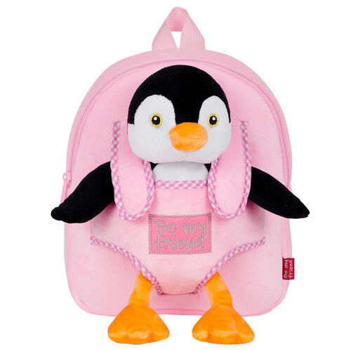 Peggie Penguin reversible backpack with plush toy 27cm