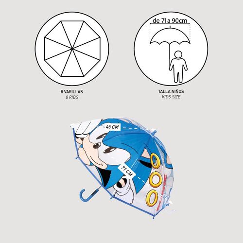 Paraguas manual burbuja Sonic The Hedgehog 45cm
