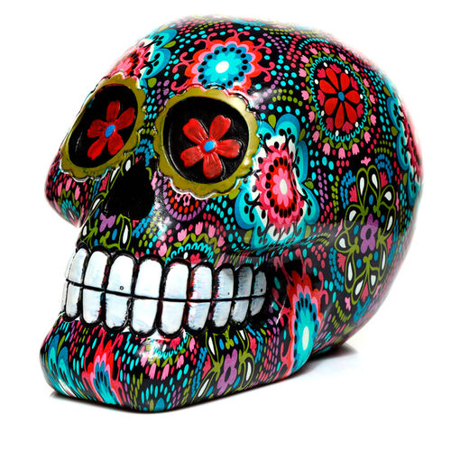 Mexican Decorative Skull Day of the Dead Floral figure 14cm