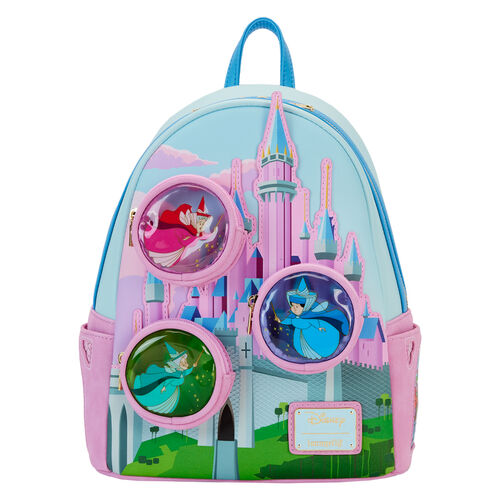 Loungefly Disney Sleeping Beauty Castle Three Good Fairies Stained Glass backpack 26cm