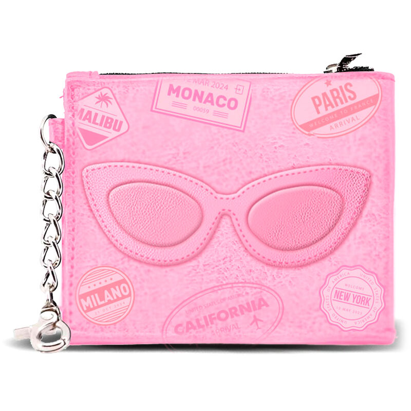 Gim Round Plush Wallet With Clip Barbie Power Pink
