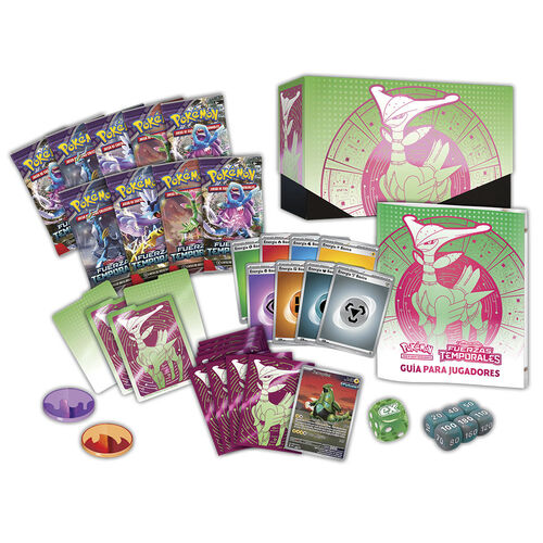Estuche surtido juego cartas coleccionables Elite Fuerzas Temporales Escarlata y Purpura Pokemon espaol