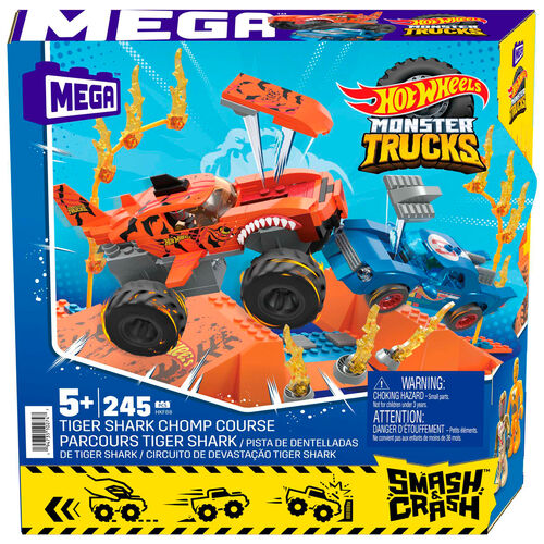 Hot Wheels Monster Trucks Tiger Shark Chomp Course MEGA Construx