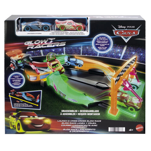 Pista Glow Race Lanza y Cruza Cars Disney Pixar