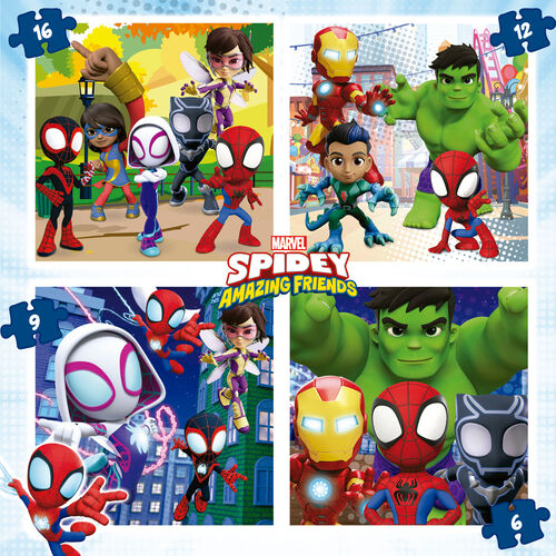 Puzzle maleta Spidey Amazing Friends Marvel 6-9-12-16pzs
