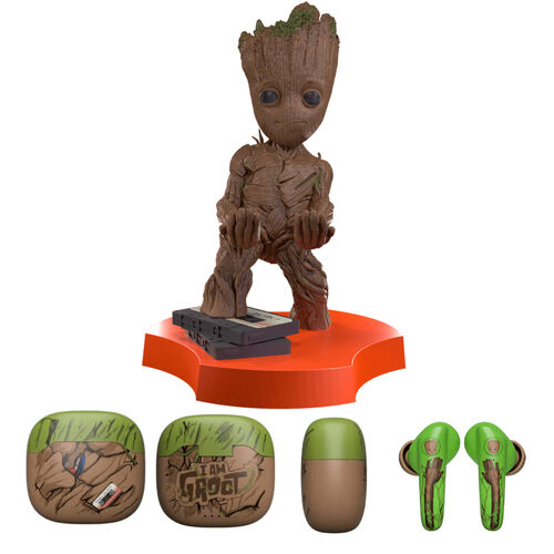 Mini Cable Guy + auriculares inalambricos I Am Groot Marvel